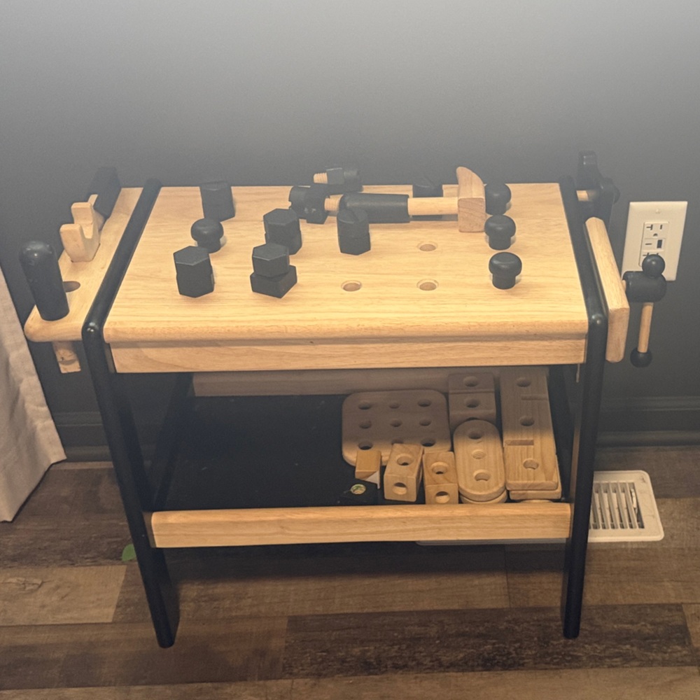 Crate&Barrel Black and Natural Wood Kids Workbench